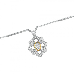 Witther意式复古满钻镂空四叶草项链女925银布契风Opera中古项链