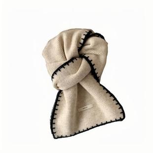 红色圣诞针织围巾女秋冬季仿羊绒2025新款韩系氛围感加厚男生围脖