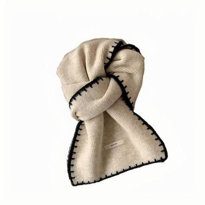 红色圣诞针织围巾女秋冬季仿羊绒