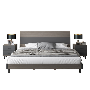 实木床1米8双人床现代简约1.5米双人主卧室北欧小户型出租房用床