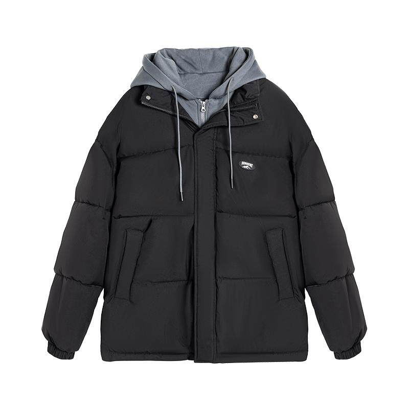 回力棉服男冬季新款加厚棉袄连帽保暖防寒冬装假两件羽绒棉衣外套