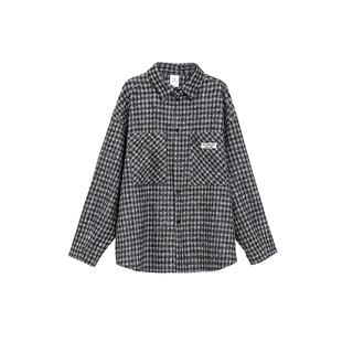 TurnSignal潮牌格子衬衫外套女秋冬2025新款休闲宽松加厚翻领衬衣
