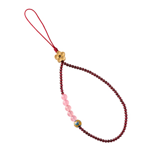 加噜天然酒红石榴石手机挂链高级好看手腕挂绳女新款水晶挂件串珠本命年精致手机挂绳手机链挂饰手机壳吊坠