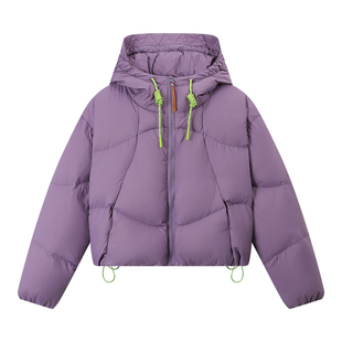 江南先生NewJNXS哑光雾面撞色反光抽绳保暖轻便连帽羽绒服短款冬