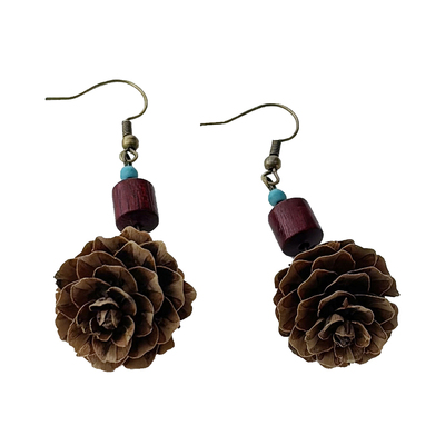 盛美流年落叶松果手作耳钩