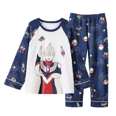 春秋夏款纯棉睡衣男童长袖家居服