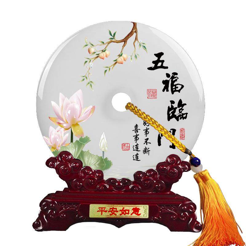 天然玉石中式电视柜乔迁摆件客厅