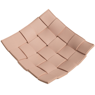 OLETHA轻奢皮革编织首饰盘桌面置物架玄关钥匙遥控器收纳托盘摆件