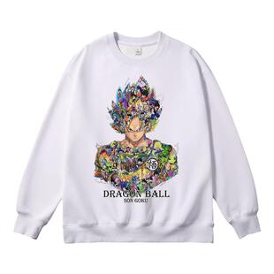 七龙珠圆领卫衣男卡其色动漫联名二次元孙悟空宽松潮秋冬加绒加厚