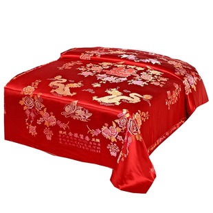 中式婚庆杭州丝绸织锦缎被面子结婚百子呈祥双喜软缎大红喜被包邮