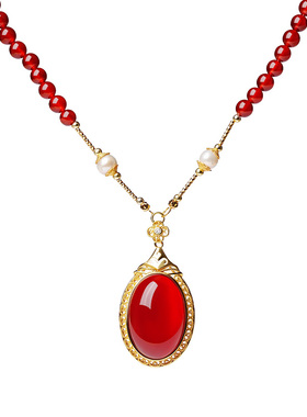 宫里上新正品天然红玛瑙项链