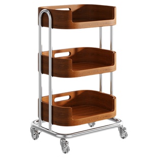 中古风小推车客厅沙发边几茶几可移动带轮储物架零食水果置物架子