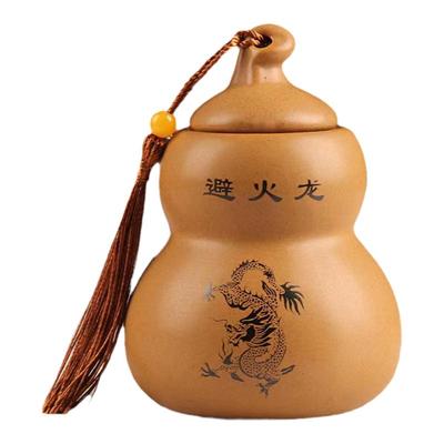 老式五方陶瓷瓶黄碎石厨房辟火