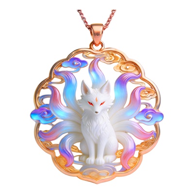 幻羽灵狐九尾狐合金项链吊坠显气质合金古风正品民族可爱毛衣链