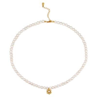 复古小花淡水珍珠项链