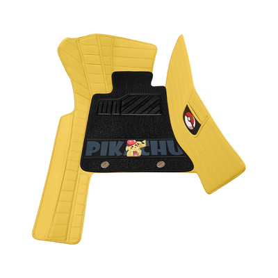 皮卡丘可爱卡通汽车脚垫全包围专用脚踏垫皮革易清洗专车定制女生