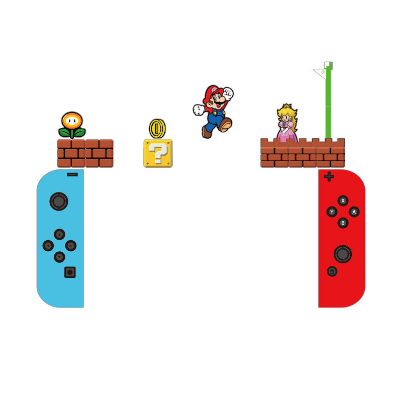 马里奥墙面装饰超级玛丽贴纸画电视机背景儿童房间创意布置switch