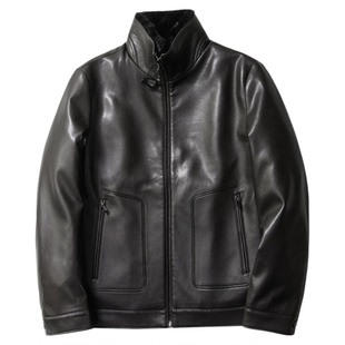 轻奢质感2025年秋冬新款加绒保暖软糯细腻重磅防寒皮衣夹克男外套