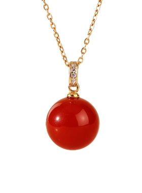 天然红玛瑙单珠吊坠项链