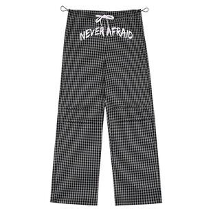 【DNA官方】格子休闲裤子女2025年秋格纹时尚百搭直筒裤阔腿长裤