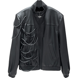 ANNAKIKI【李硕珉明星同款】25冬黑色宽松穿绳机能宽肩短外套女