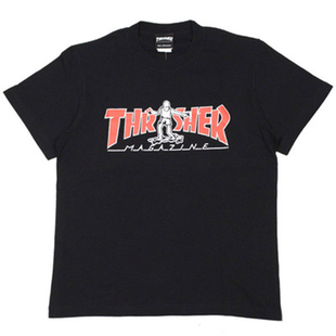 正品现货 THRASHER 日版火焰短袖新款潮滑板小人潮牌情侣圆领T恤