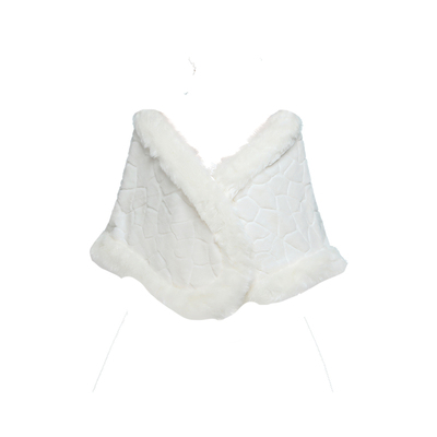 月下相恋新娘婚纱白色仿皮草礼服