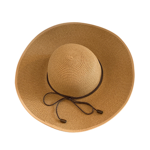 法式大帽檐草帽女2025年春新款度假风海边太阳帽可折叠遮阳帽子潮