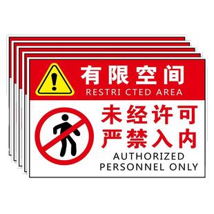 有限空间警示标识牌有限空间安全告知牌受限空间警示牌标识牌风险告知牌有限密闭空间标识作业贴纸警告标示贴