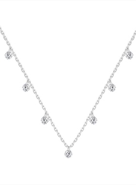 S925纯银满天星锆石露珠水滴项链