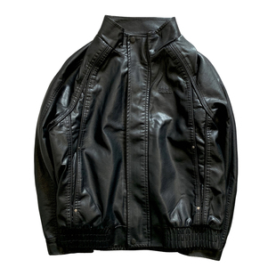 2025新款秋冬加绒保暖立领机车皮衣男士夹克水洗高端美式复古外套