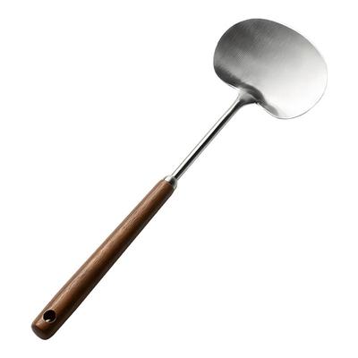316不锈钢锅铲胡桃木蘑菇小锅铲厨房家用炒勺铁锅铲炒菜铲子套装