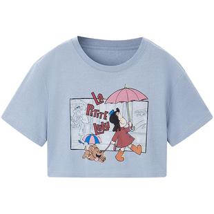 【Little Lulu联名】乐町2024夏季新款短箱图案短袖T恤C1CNE2125