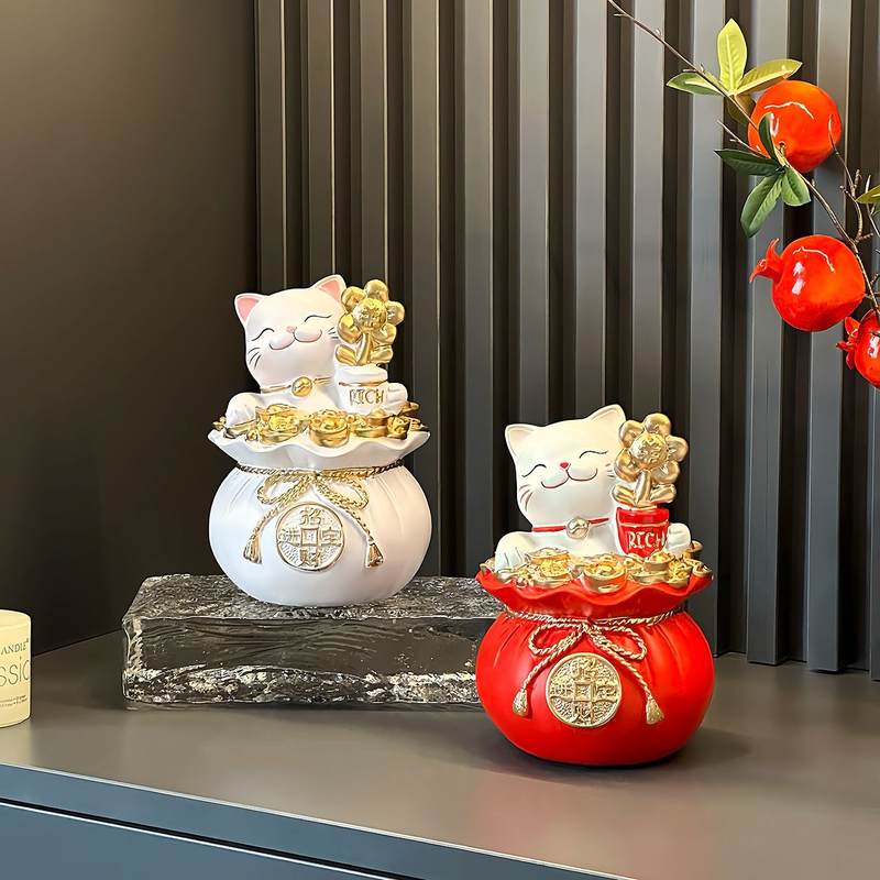 招财猫有钱花发财摆件开业大吉礼物高档客厅放前台装饰品乔迁礼品