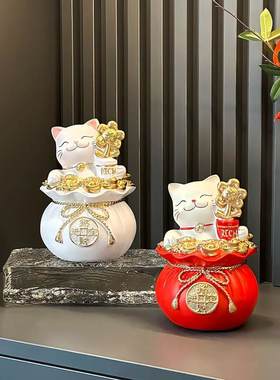 招财猫有钱花发财摆件开业大吉礼物高档客厅放前台装饰品乔迁礼品