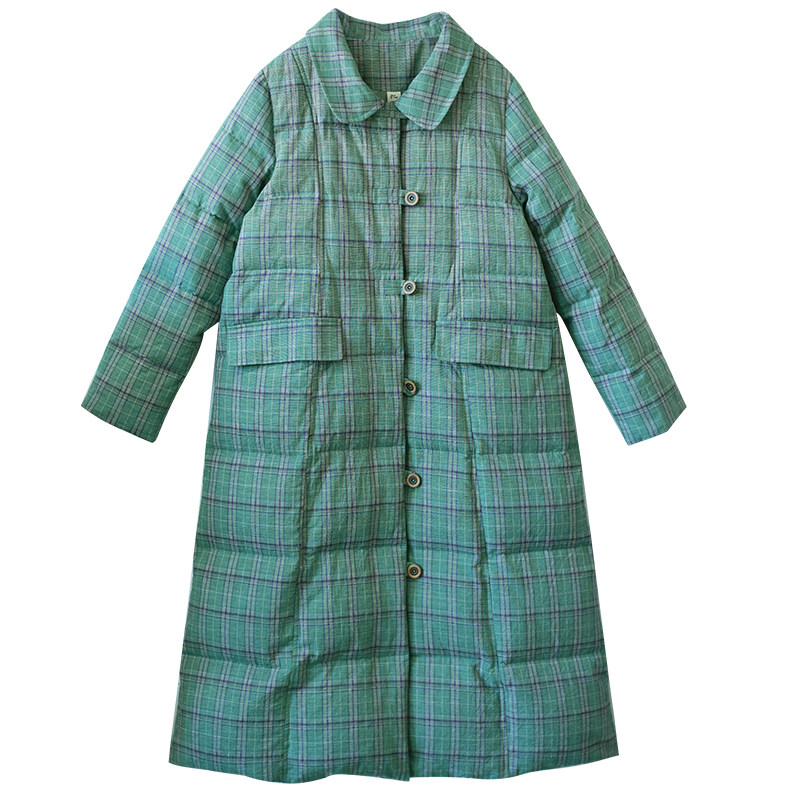 忆旧加厚格纹羽绒服女冬季长款