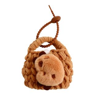 创意卡皮巴拉针织耳机包挂件卡通熊猫钩织包钥匙扣挂饰小礼品批发