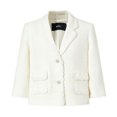 【电商专款】IMM尹默女装小香风轻奢优雅白色短呢子外套春季