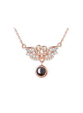 天鹅项链女纯银翅膀520情人节