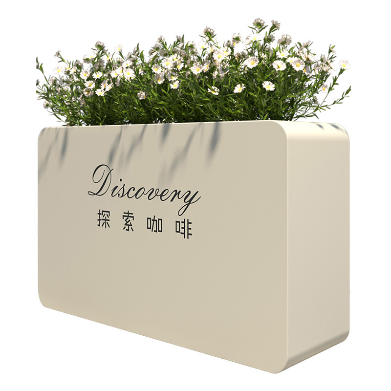 新款户外不锈钢圆角花箱铁艺花槽咖啡厅奶茶店外摆隔断围栏种植箱