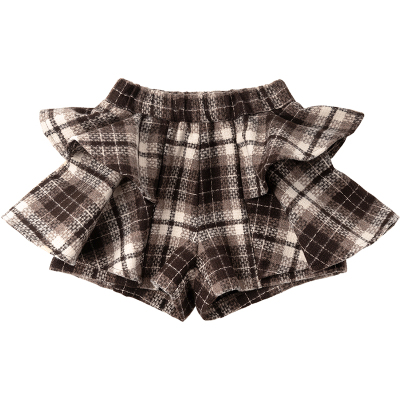 女童毛呢格子半身裙学院风