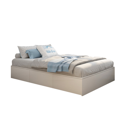 床箱体无床头高箱式抽屉储物床现代简约榻榻米床小户型卧室白色床