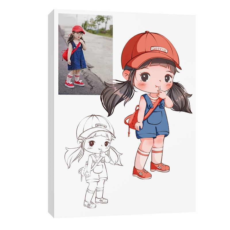 少女Q版动漫人物临摹卡照片对画初中级范画少儿美术图片画室精选