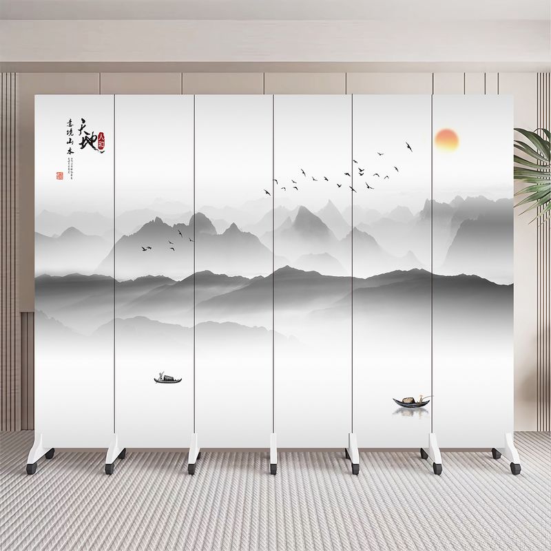 新中式简易屏风隔断办公室客厅餐厅酒店遮挡简约现代折叠移动折屏