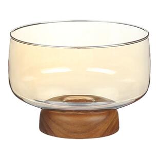 玻璃果盘客厅茶几家用精致糖果盆干果盘木质收纳盒高脚水果盘摆台