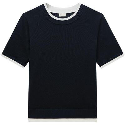 OCHIRLY欧时力圆领撞色短袖针织