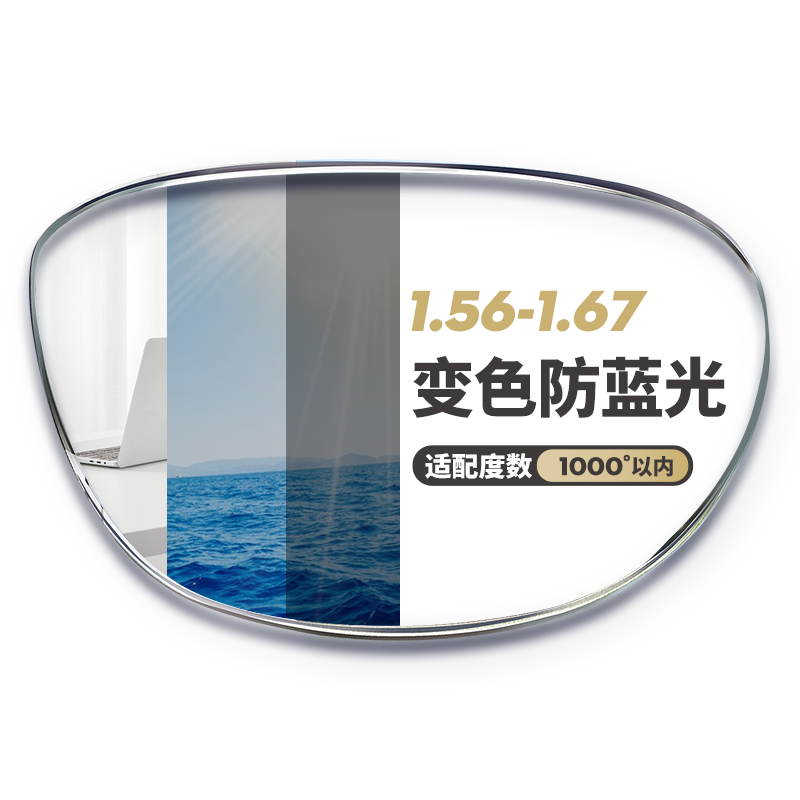 万新防蓝光变色镜片近视镜片