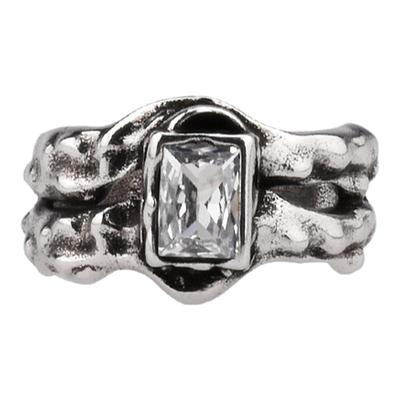 BARCODE复古条纹镶钻开口戒ins嘻哈个性简约小众高级感戒指男女款