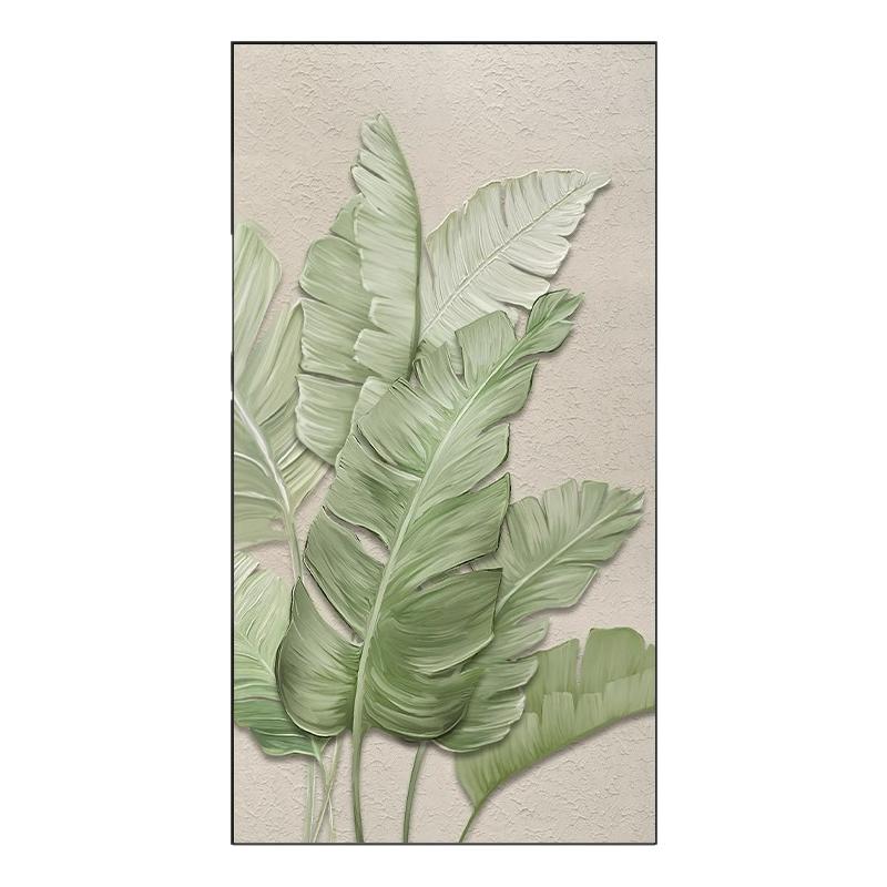 绿植花卉入户玄关装饰画肌理感走廊过道挂画北欧风进门正对墙壁画