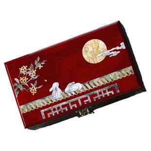 螺钿漆器首饰盒木质项链手镯戒指三金收纳盒送闺蜜女朋友生日礼物